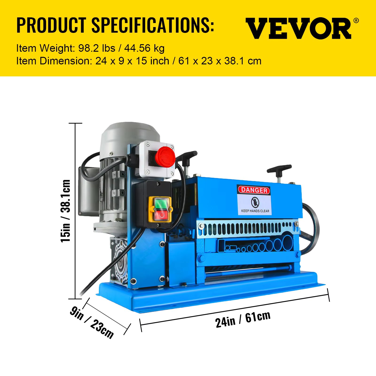 VEVORWire Stripping Machine 370W 1.5-38MM  with 10 Blades 220V