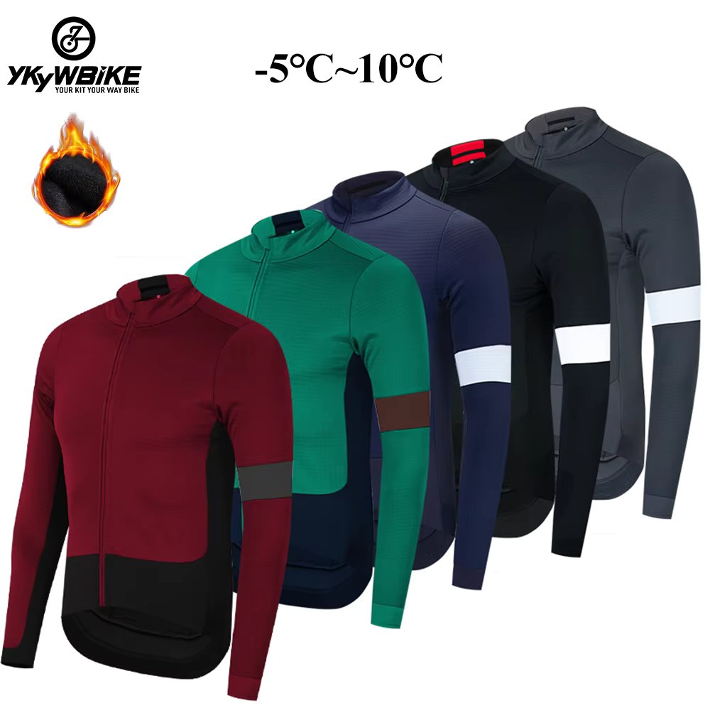 YKYW Winter Cycling Jersey Men's Pro Thermal Windproof Jacket Long Sleeve Mtb Bike Coat  Bicycle Sports Clothing Windbreaker