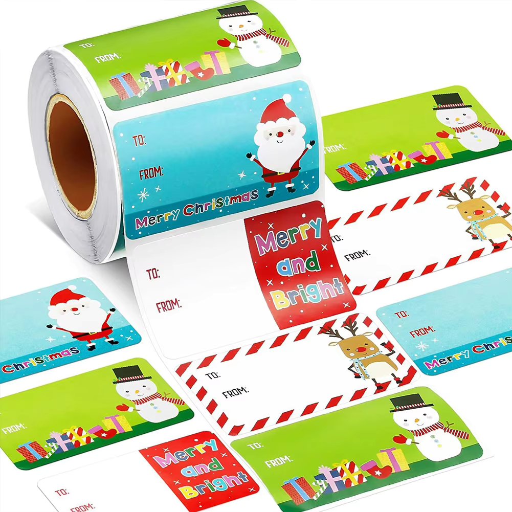 500Pcs Christmas Tree Santa Claus Stickers Labels Self-Adhesive Thank You Stickers For Gift Sealing Holiday Candy Bag Decor