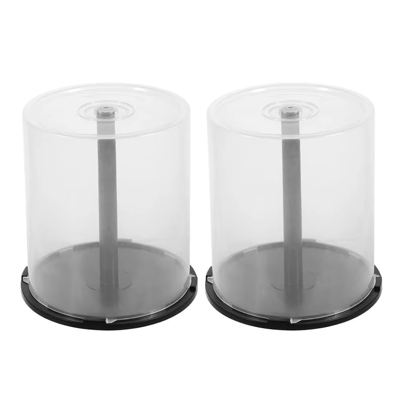 2pcs Cds Storage Bucket Clear Plastic Dvds Holder Compact Disk Storage Holder Cd Organizer CD Empty Bucket CD DVD Storage Bucket