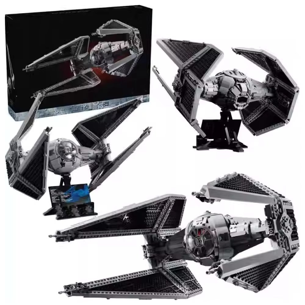 New 1931PCS Spaceship Moc TIE Interceptors Building Blocks Modified Imperial Fighters Model 75382 Assemblys Model DIY Toys Gifts
