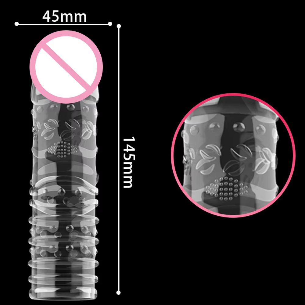 1PCS Reusable Condoms For Men Delay Ejaculation Spike Dotted Penis Sleeve Adult Sex Toys Condom Cock Extender Dildo Cover Sleeve