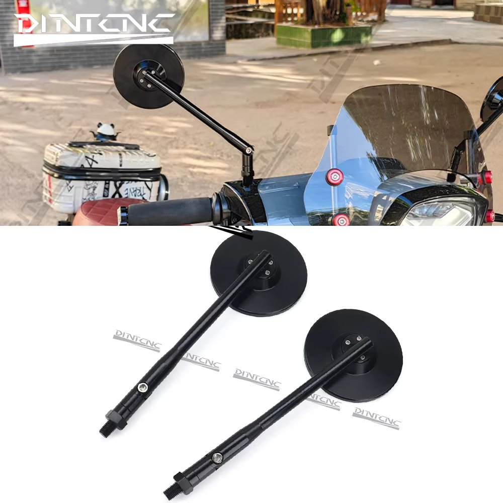 10MM Left Right Mirror Universal CNC Lever Adjustable Aluminum Rearview Screw Rod Blu Ray Anti-Glare Glass Motorcycle Accessorie