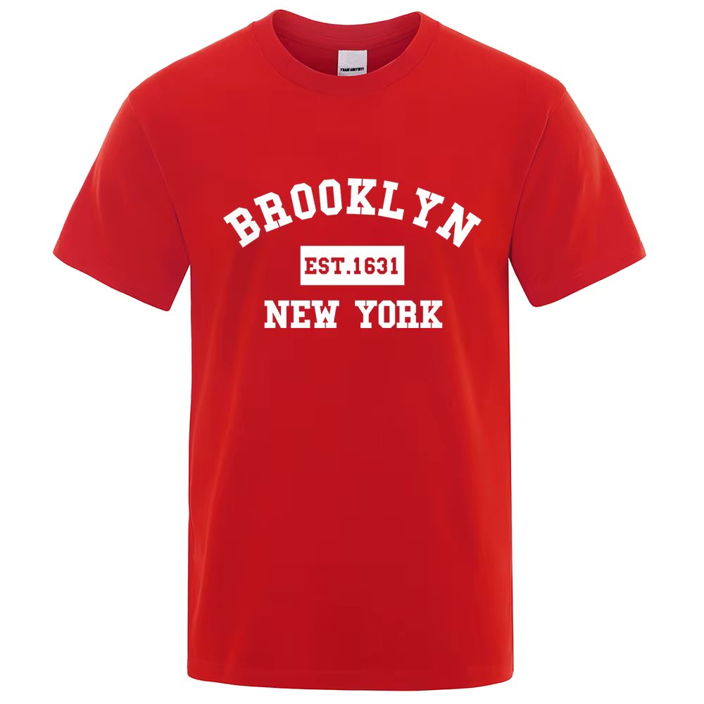 Brooklyn Est. 1631 New York Letter Print T-Shirt Man Casual Loose T-Shirts Summer Cotton Tops Fashion Breathable Tee Clothing