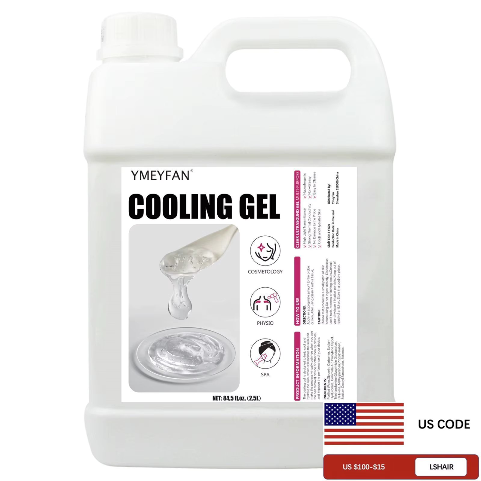 84.5oz Gel Conductor Radiofrecuencia y Cavitacion Conductive Gel Clear for Ultrasonic Machine Face Microcurrent EMS HIFU