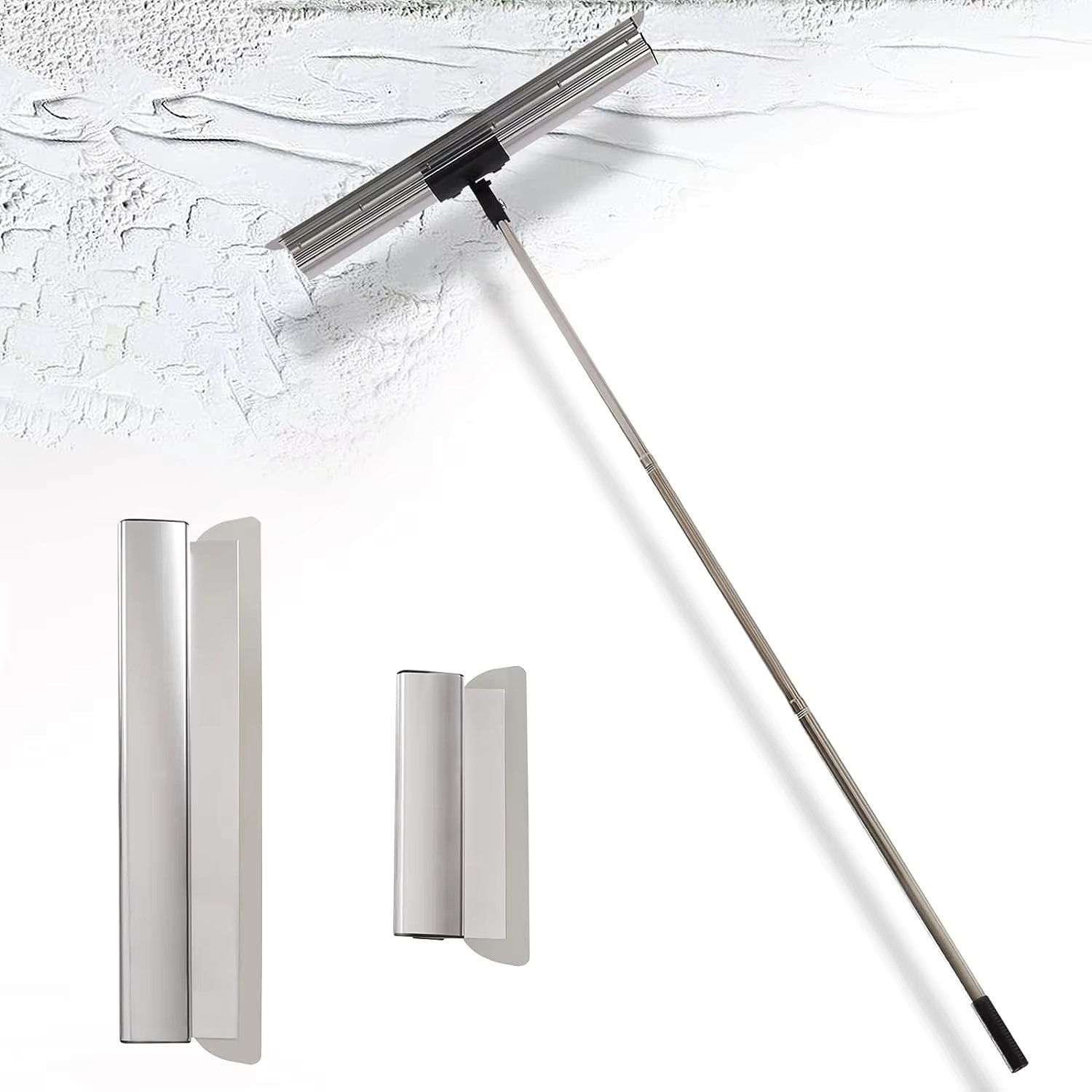 Drywall Skimming Blade Set Drywall Tools With 12", 22" & 32" Smoothing Stainless Steel Blades and 35"- 80" Telescoping Handle