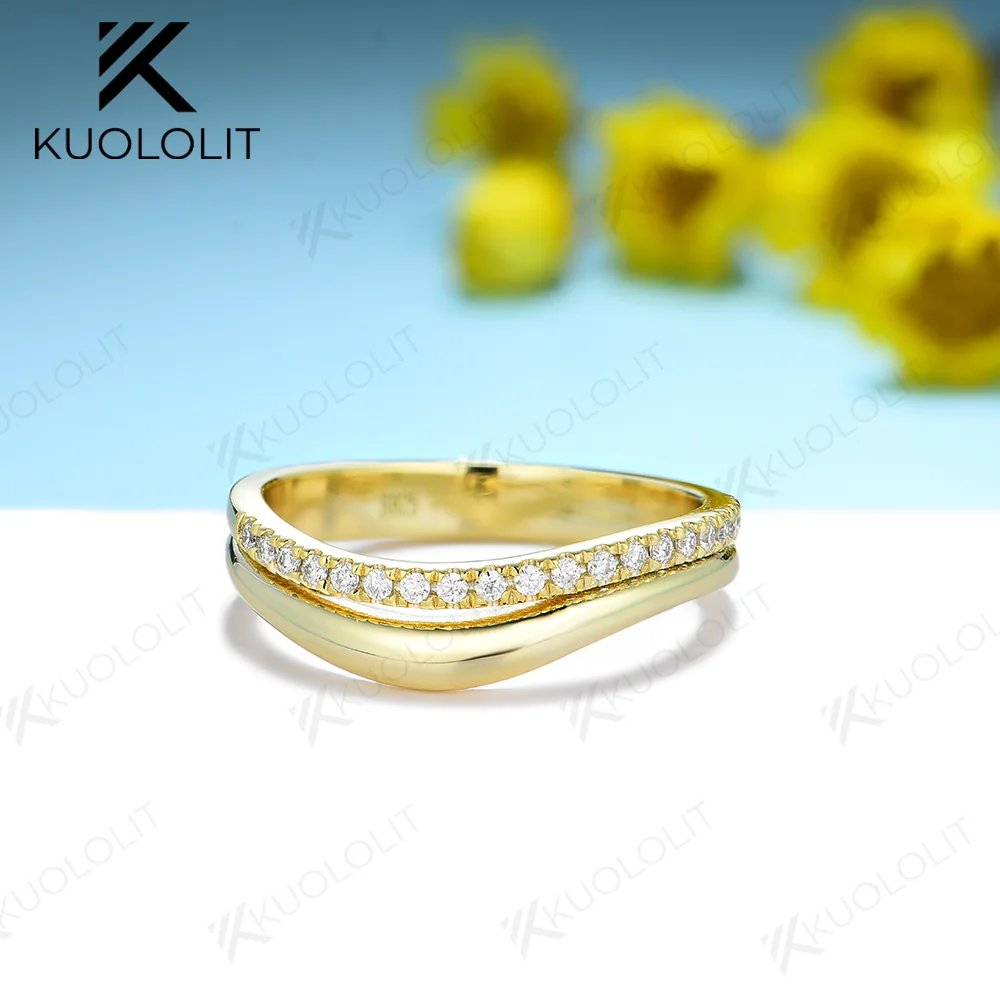 Kuololit 0.31CTW Moissanite Rings for Women Solid 585 14K 10K Silver Yellow Gold for Engagement Wedding Band Christmas Gifts