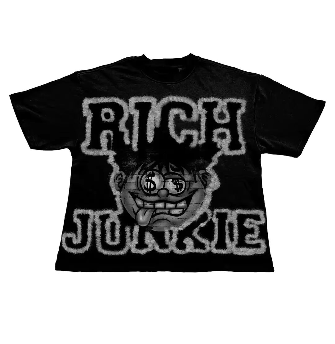 Summer Street Trend Harajuku Hip-Hop Short Sleeve Graphic T ShirtsAmerican Gothic Dark Y2K English Graffiti Print T-shirt Men's