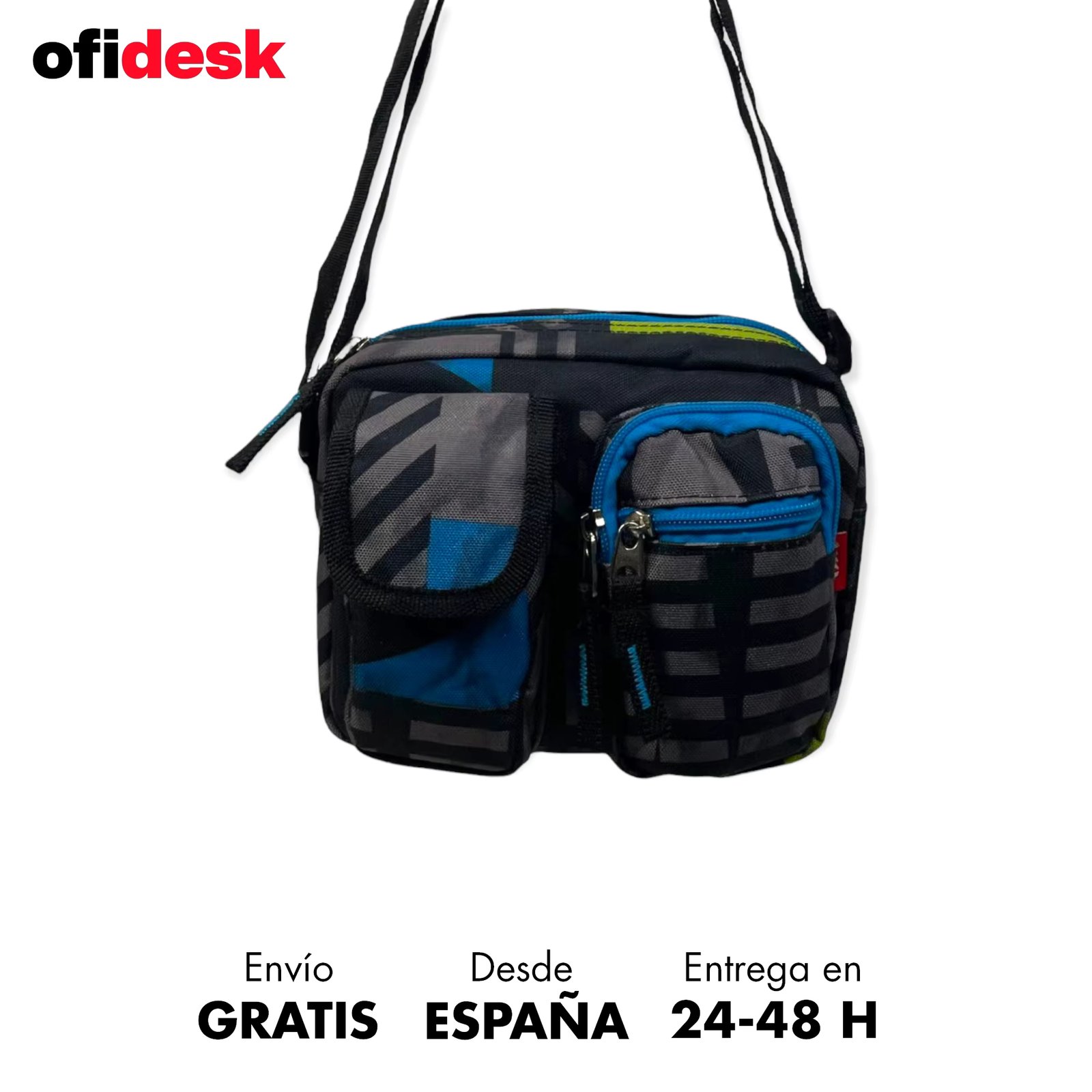 OFIDESK-Nylon shoulder bag with 3 pockets, for men and women, with adjustable strap, tough and durable materials, multi-purpose tactical shoulder bag