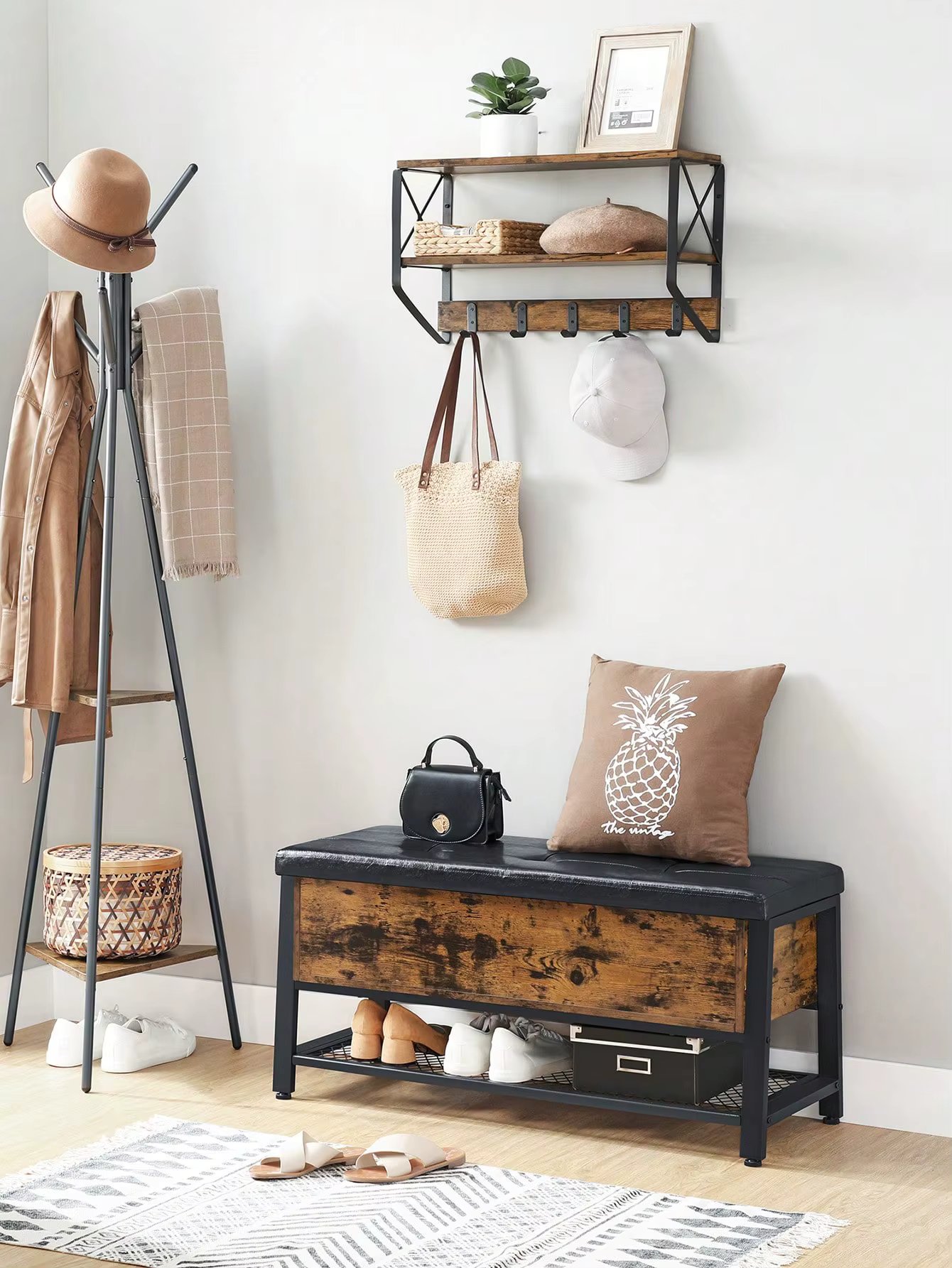 VASAGLE bench, bed bench with storage space, multi-functional
