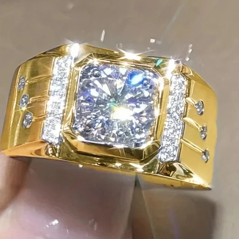 New Style Domineering Diamond inlaid Men's Ring Trend Versatile Ring European and American Style Jewelry