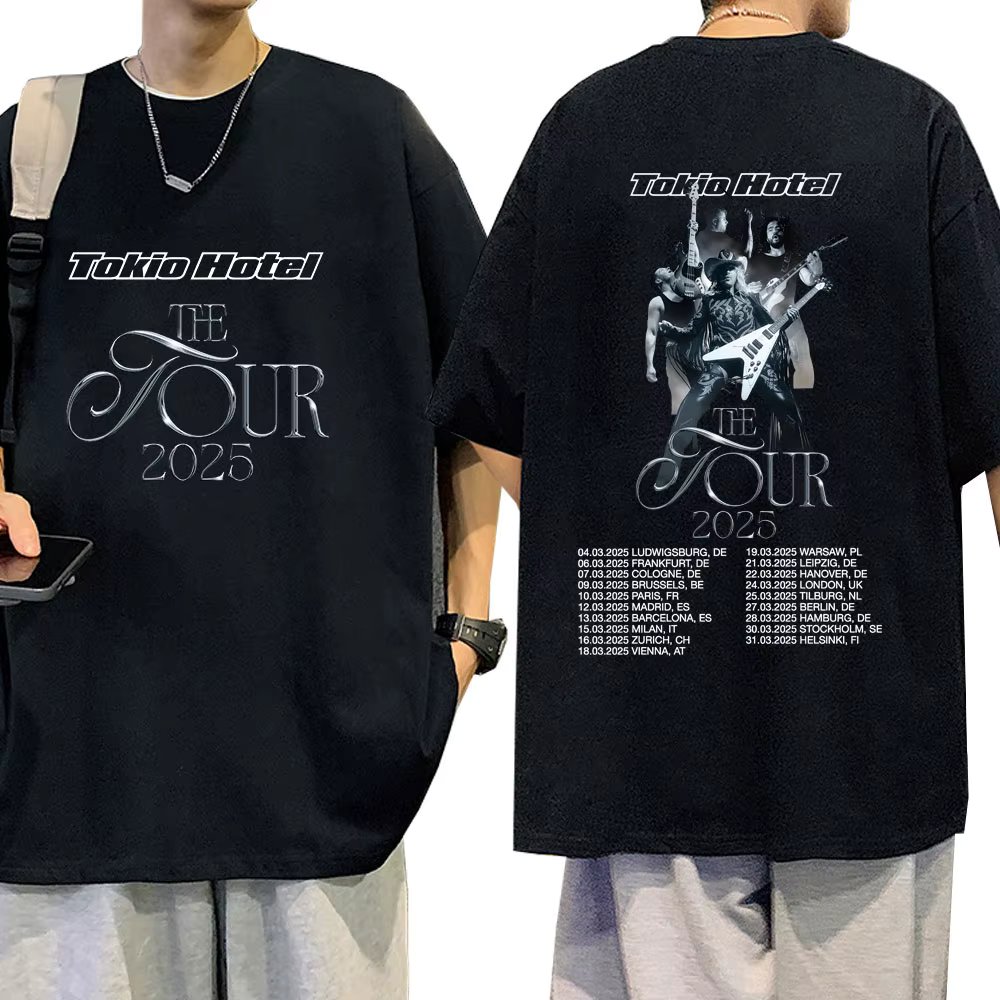 German Rock Band Tokio Hotel The Tour 2025 T Shirts Men Women Hip Hop Punk Gothic T-shirt Cotton Oversized Short Sleeve T-shirts