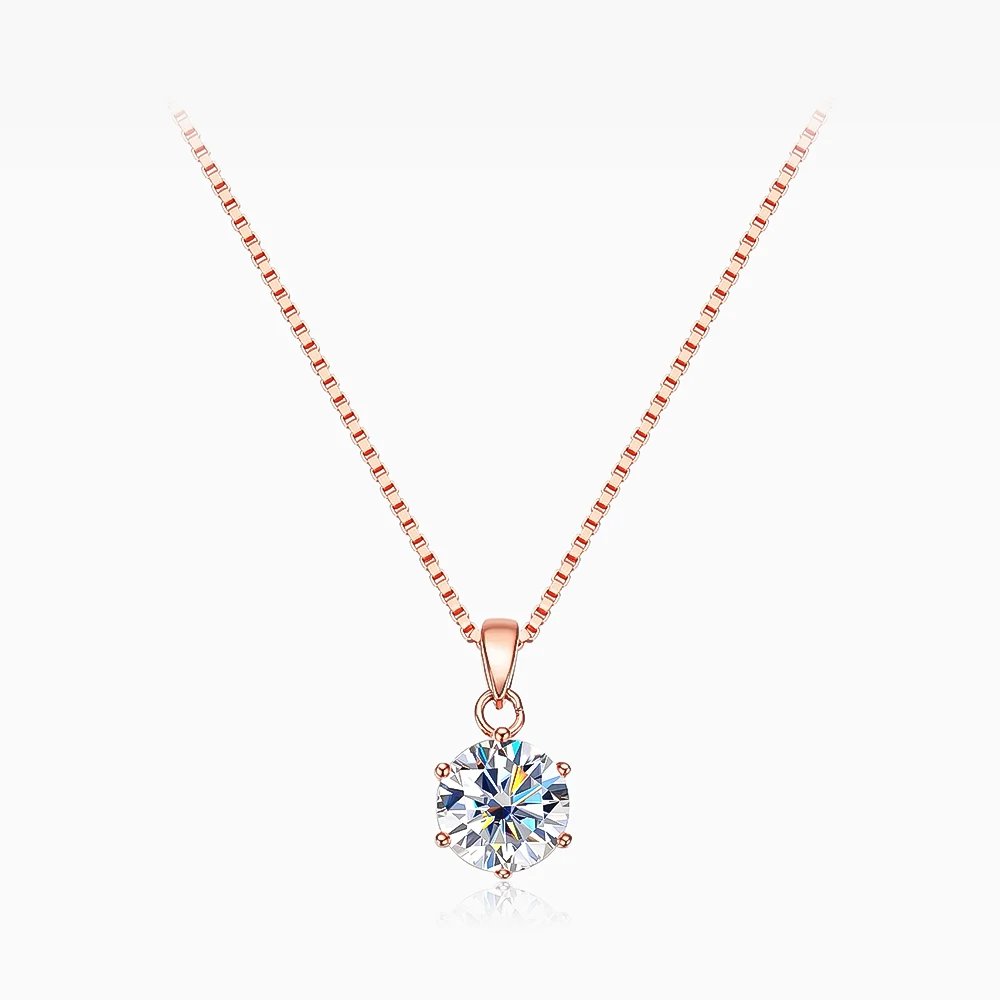 OEVAS Real 1 Carat D Color Moissanite Bridal Pendant Necklace 100% 925 Sterling Silver Wedding Party Fine Jewelry Gift Wholesale