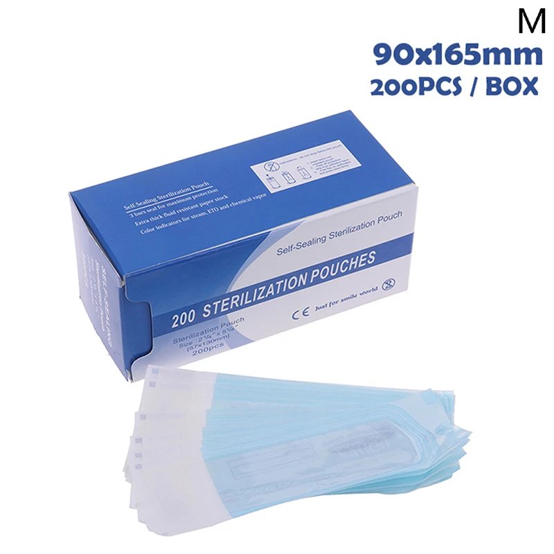 200Pcs S/M Disposable Sterilization Disinfection Bag Set Nail Tool Sterilizer Kraft Bag Nail Equipment Disinfection Accessories