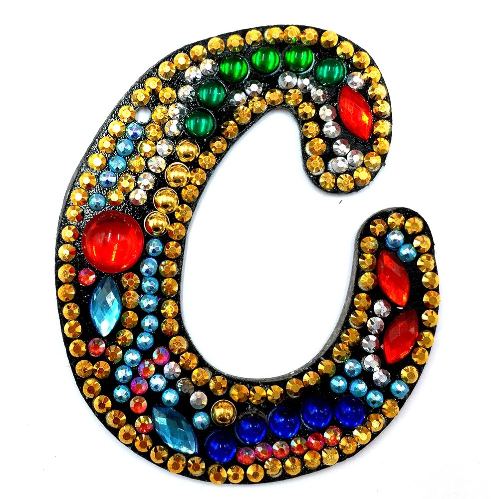 HOMFUN Shimmering Diamond Painting Alphabet Keychain, Personalized DIY Pendant with 26 Letters - Handcrafted Unique Gift for Her