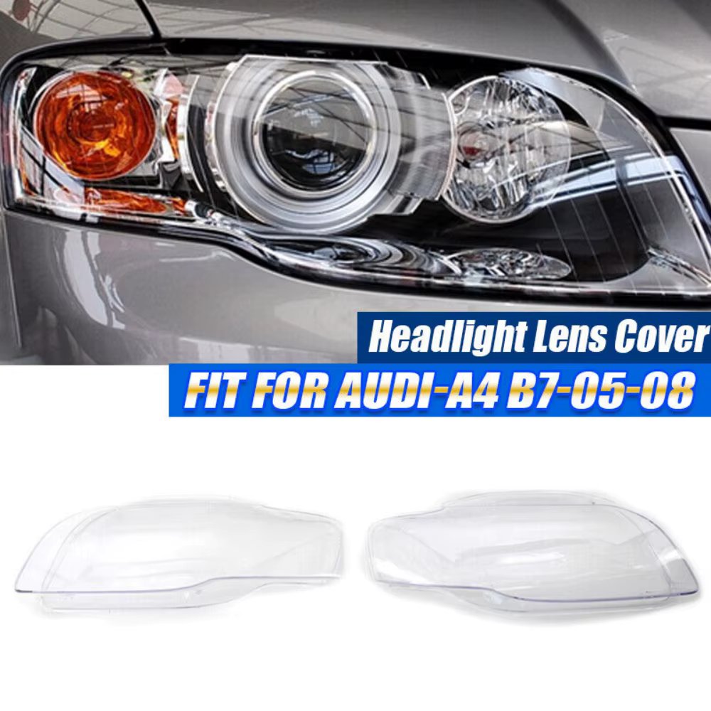 For Audi A4 B7 S4 RS4 2006 2007 2008 Front Headlight Lens Cover 1Pair Transparent Lampshade Clear Headlamp Cover Shell