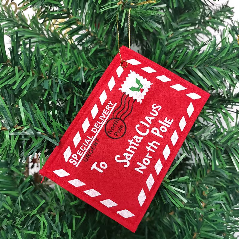 12.5cm*8cm Christmas Tree Decoration Pendant Red Non-woven Envelope For Home New Year Can Hold Christmas Gifts
