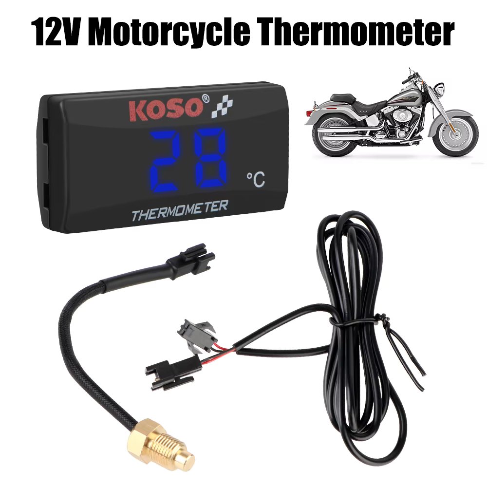 Motorcycle Thermometer With Sensors 12V Water Tank Retrofit Temperature Meter 0~120°C Monitor Red Blue Indicator Warning