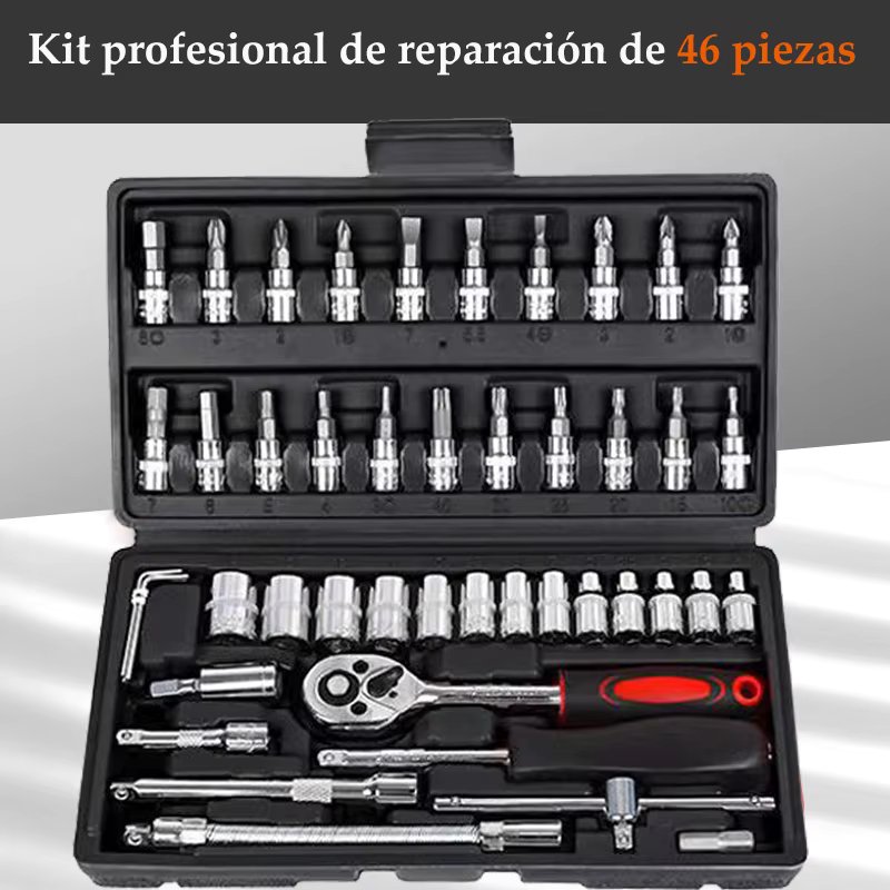 46 PCs Automotive Repair Hand Tool Set Mechanic'S Tool Box,  1/4" Socket Spanner Ratcheting Screwdriver Ratcheting Screwdriver