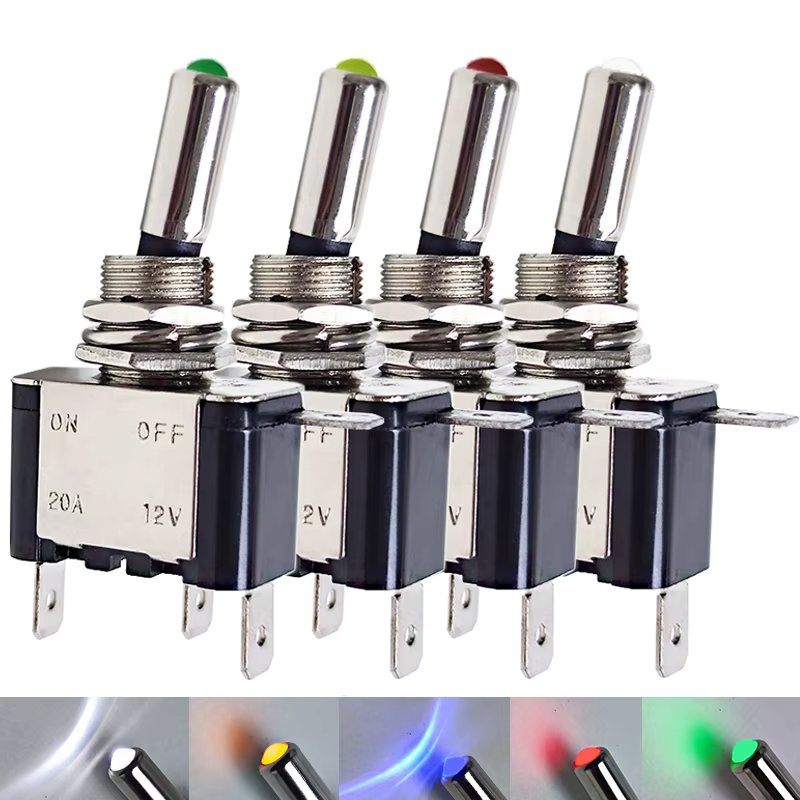 1Pcs 12V 20A Llluminated LED Toggle Switch  Auto Car Boat Truck Red Blue Green Yellow White