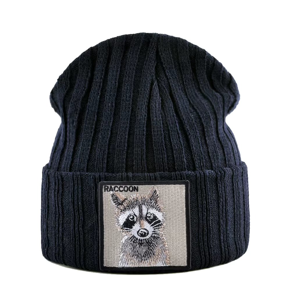 Knitted Beanies Hat Men Women Streetwear Hip Hop Skullies Beanies With Patch Boys Girls Knitting Solid Color Bonnet Hats Cap