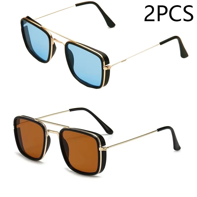 2PCS blue brown