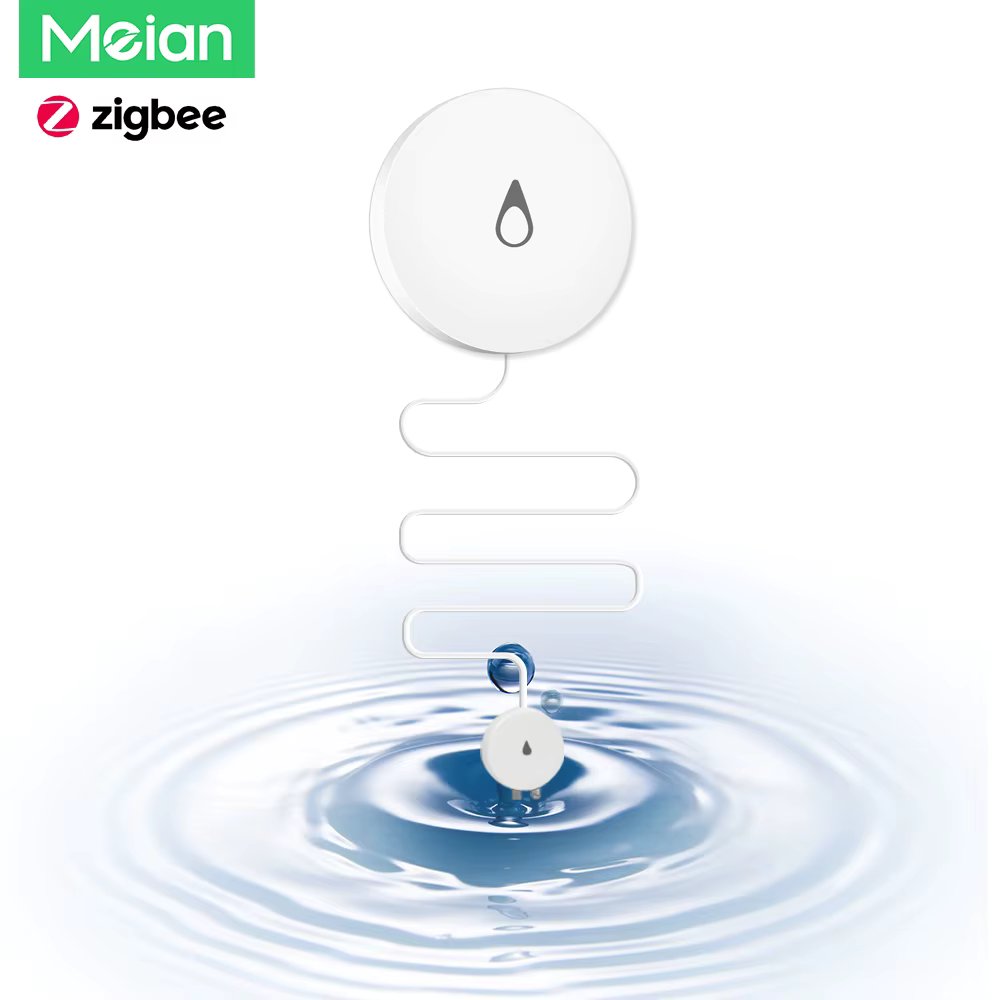Meian Zigbee Water Leakage Sensor Remote Monitor Flooding Sensor Tuya Waterproof Water Leak Detector Overflow Alert Smart Home
