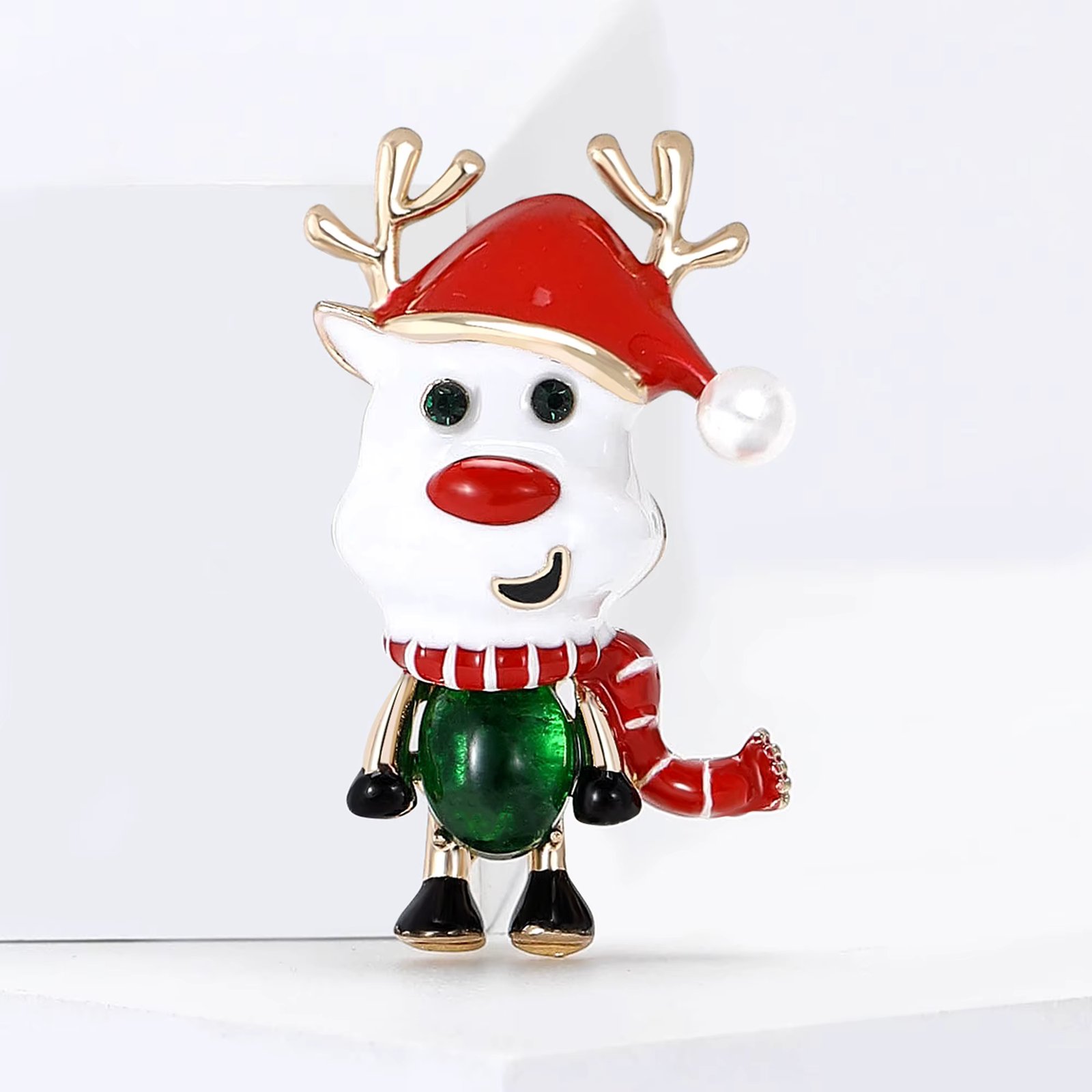 Christmas Cute Enamel Elk Superboy Brooch for Women Unisex Pearl Animal Pins Event Party Backpack Decoration Clothes Accessories