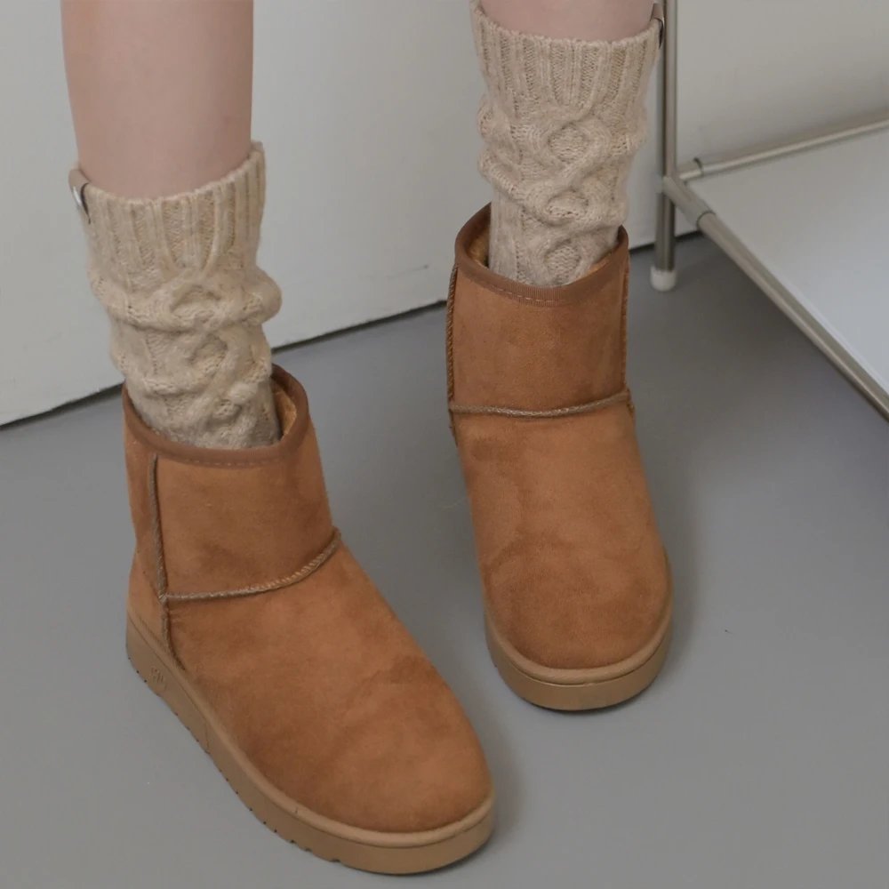 Wool Cable Knit Socks_Beige