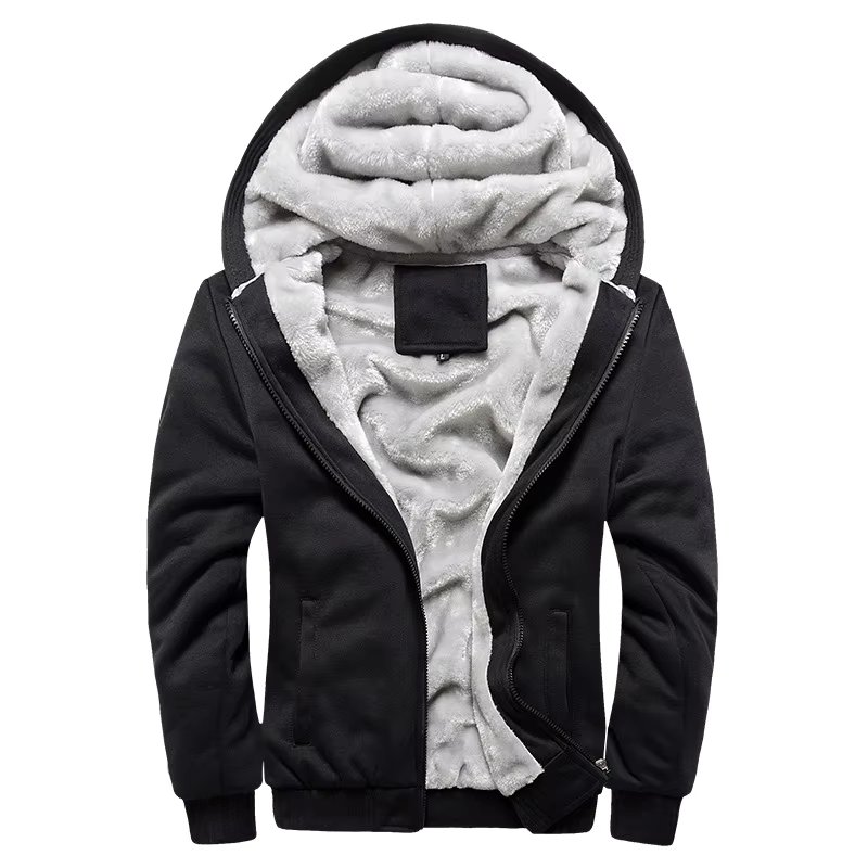 New Men's Hoodies Jacket Winter Thick Warm Fleece Zipper Hoodies Coat Casual Tracksuit Sportwear Male Sweatshirts M~ 5XL