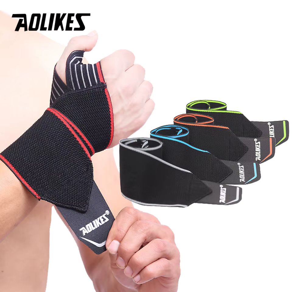 AOLIKES 1 Pair Wristband Elastic Bandage Wrist Support Gym Crossfit Powerlifting Compression Wrist Brace Support Strap Wraps
