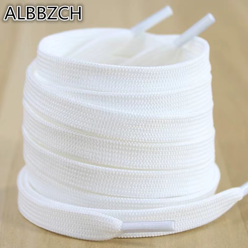 White Double Layer Flat Nylon Shoelaces For Sneakers Canvas And Casual Shoe Laces Length 60cm 90cm 100cm 120cm 140cm 160cm 180cm