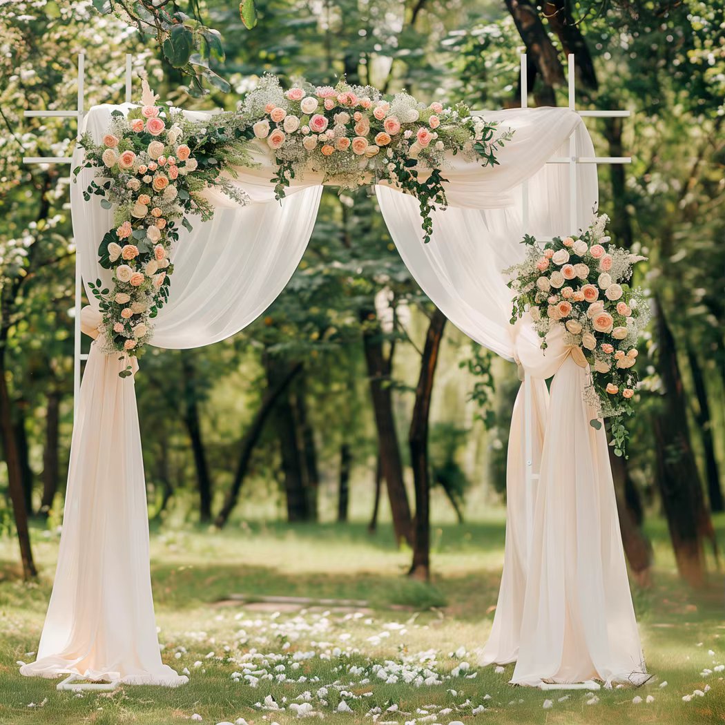 7.87ft White Square Wedding Arch Stand Metal Ceremony Bridal Party Ballon Archway Frame