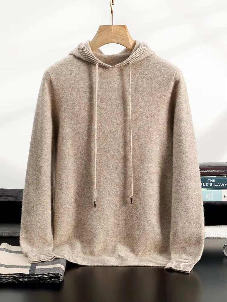 Yoyoselect Men's 100% Cashmere  Luxury Sweater Hoodie Autumn Winter Thick Warm Hooded Pullover Casual Smart Jumpers Knitwear Top