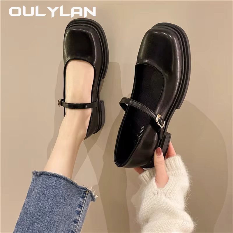 NEW Soft Soles Women Shoe Comfortable Thick Soled Leather Shoes Women Spring Autumn New 2024 British Style Shoes for Women