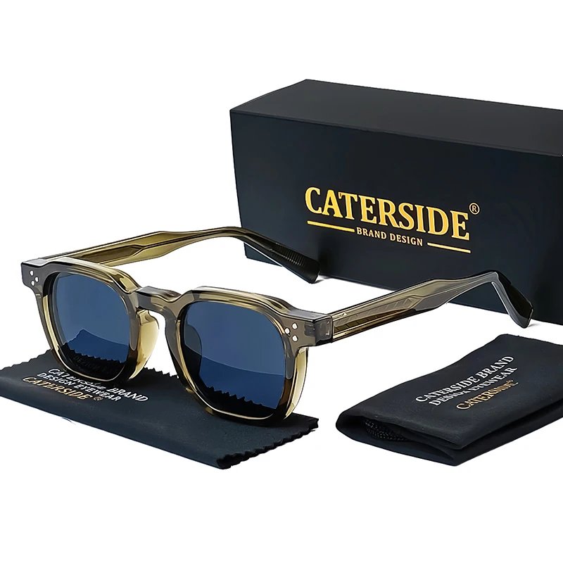 CATERSIDE New Retro Punk Men Sunglasses Square Personalized Design Glasses Women's Fashion Party Glasses Festival Gift 2 Pieces