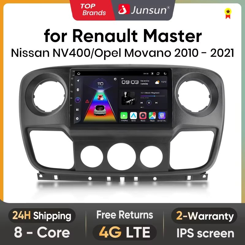 Junsun Wireless CarPlay Android Auto Radio For Renault Master Nissan NV400 Opel Movano 2010-2021 Car Intelligent Systems WIFI BT