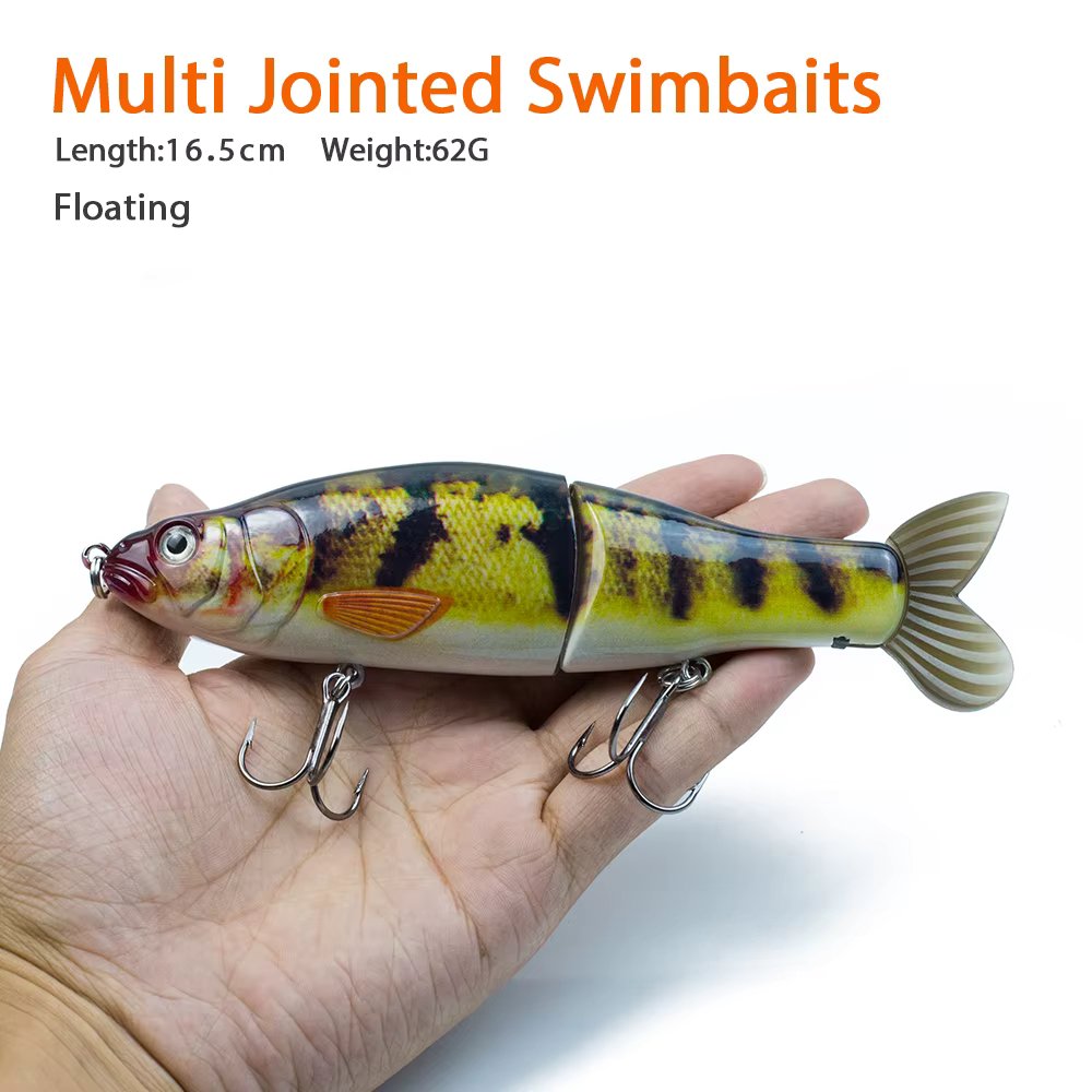 Hanlin 6.5inch 56g Floating Wobbler Jointed Fishing Lures Hard Glide Bait Soft Tail Float Slide Swimbait Bass Fishing Tackle