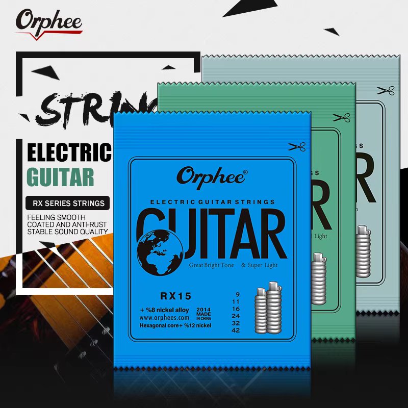 Orphee Electric Guitar Strings Set RX Series Hexagonal Carbon Steel 6 String for Electric Guitar Accessories Parts Practice Use