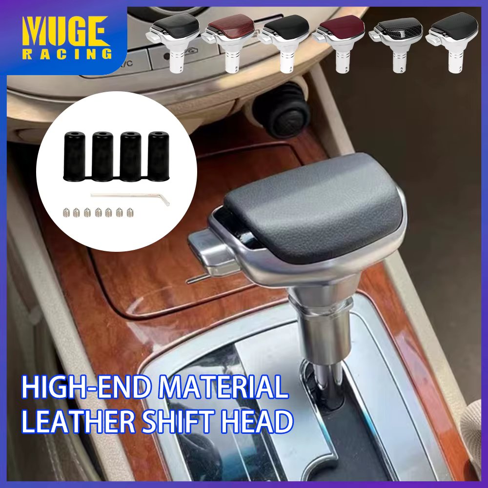 MUGE-New Leather Aluminium Automatic Transmission Gear Shift Head For Most Car Shifter Decorations Accessories SFN167