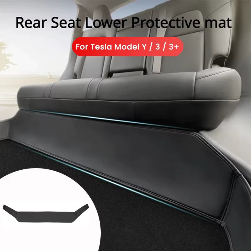 Rear Seat Lower Protective Mat For Tesla Model Y Model 3 Highland Leather Full Surround Seat Anti-Dirty Kick Pad Car Accessories