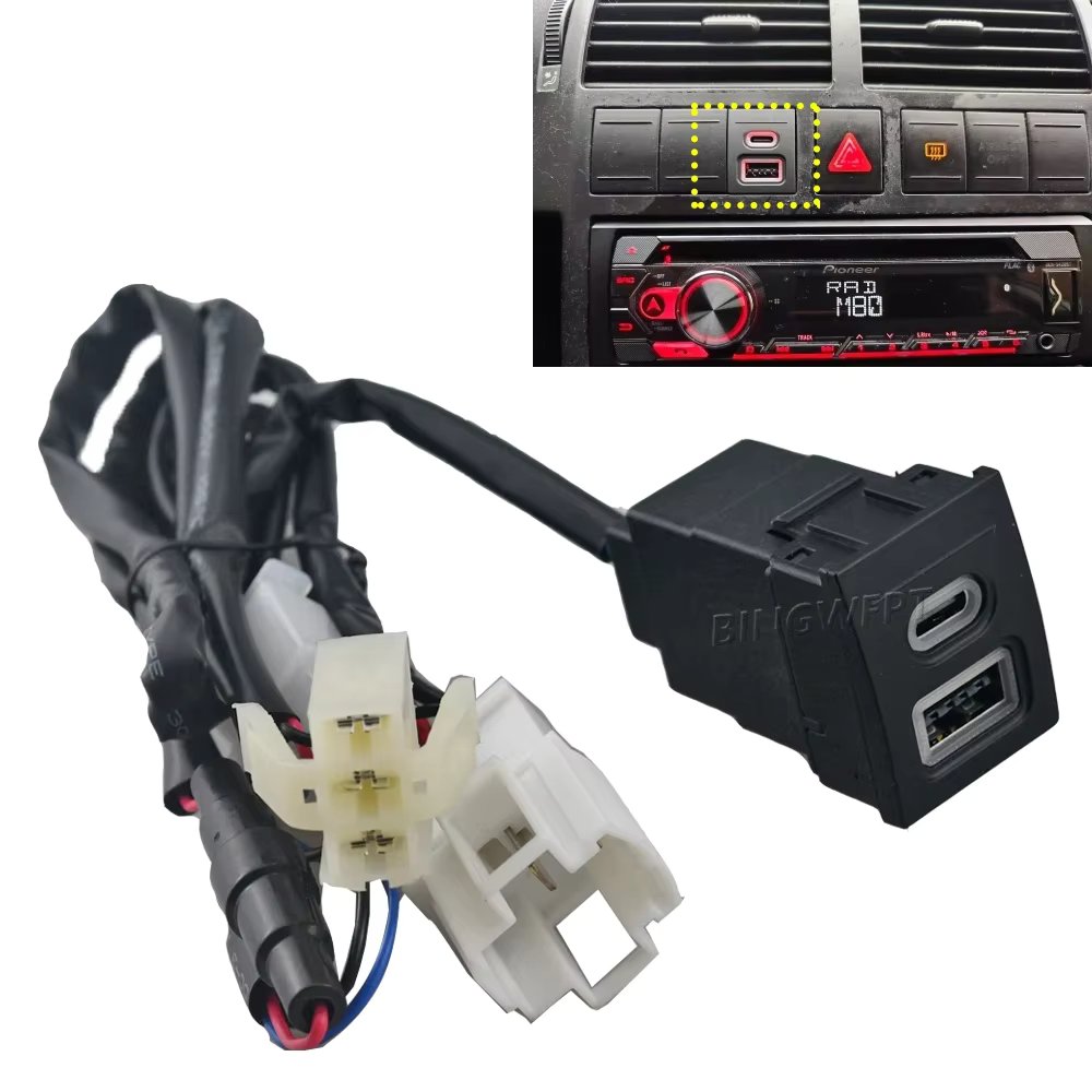 For VW POLO 2004 2005 2006 2007 2008 2009 - 2011 Car Fast Charger QC3.0 USB Type-c Interface Adapter Modified Charging Socket