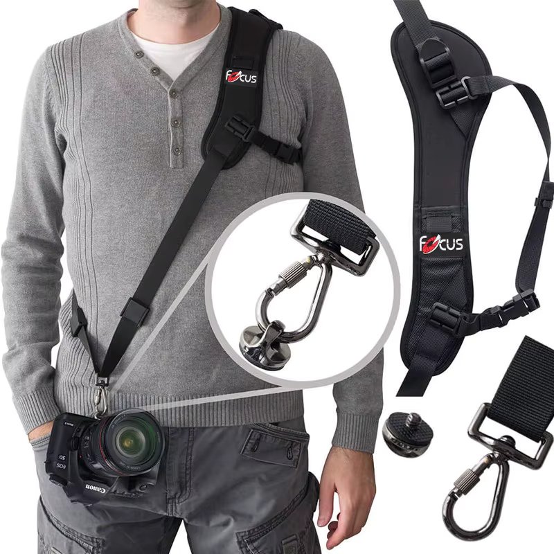 Focus F-1 Shoulder Camera Strap High Quality Quick Carry Speed Sling Soft Shoulder Sling Belt Neck Strap For Camera DSLR Black