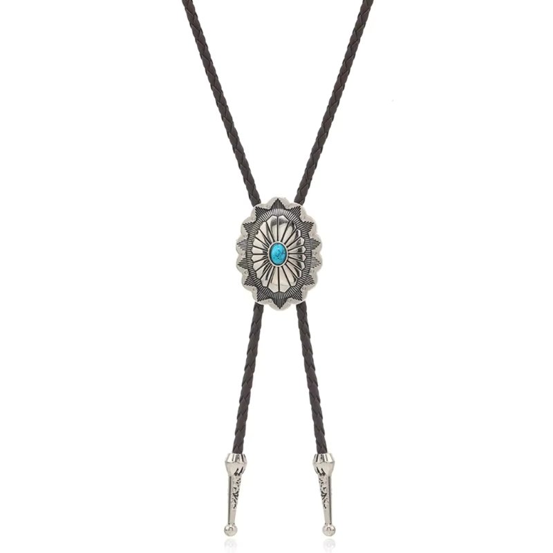 Adjustable Bolo Tie Popular Western Cowboy Teens Men Women Dance Necktie Punk Shirt Alloy Turquoise Buckle Pendant DropShipping