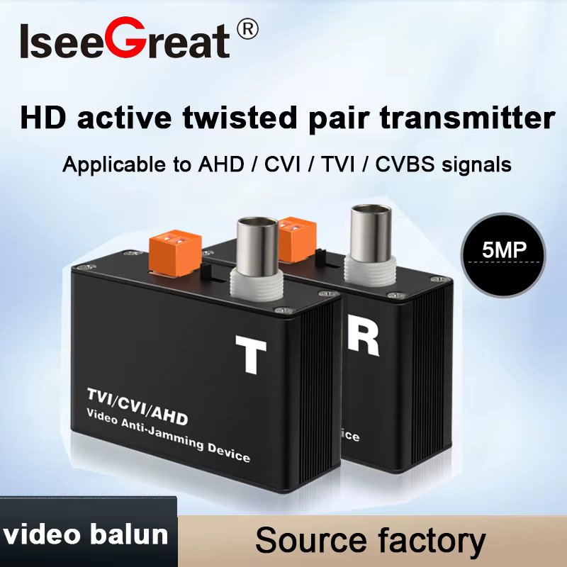 1 Channel Active Video Balun for CCTV camera Twisted pair transmitter UTP Long Range AHD TVI CVI CVBS 5MP