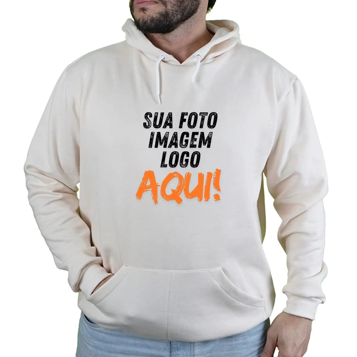 Blusa de frio Moletom masculino Com Estampa Personalizada sua logo aqui inverno