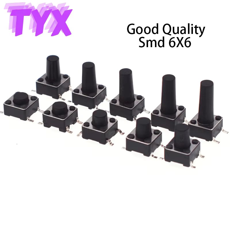 50Pcs 6x6 Smd Micro Tact Switch  0.5A 50V Push Button Switches 6*6*4.3/5/6/7/8/9/10/11/12/13/14/17mm Temperature resistant