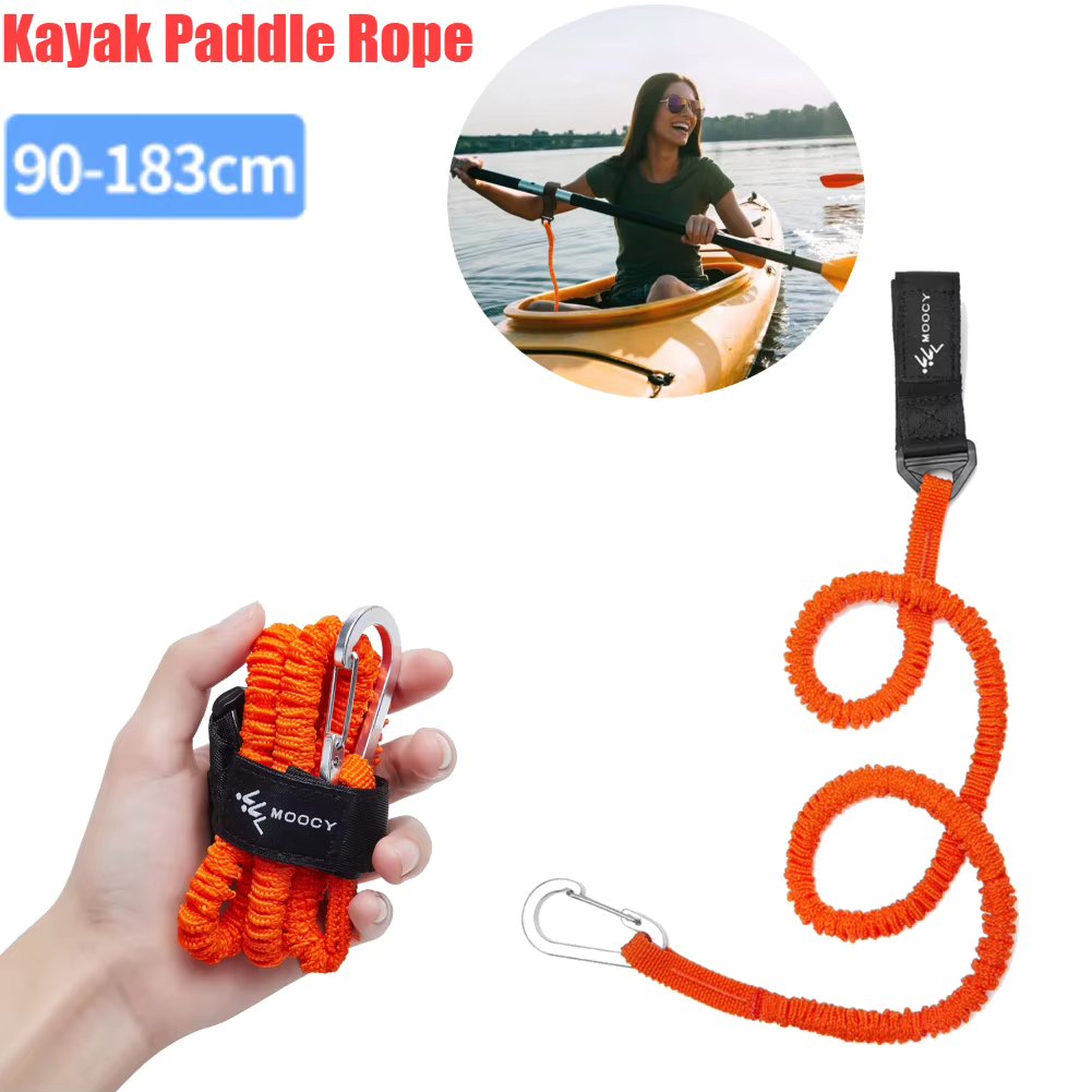 Elastic Kayak Paddle Leash Adjustable Kayak Rod Lanyard With Hook Fishing Rod Leash Tie Rope Rowing Boat Accessories