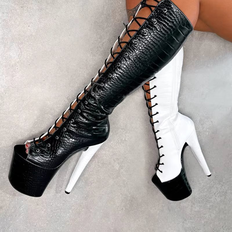 20cm stiletto heels Sexy Fetish Gothic Shoes white stripper boots pole dancing show Crossdresser fashion Nightclub Exotic Punk