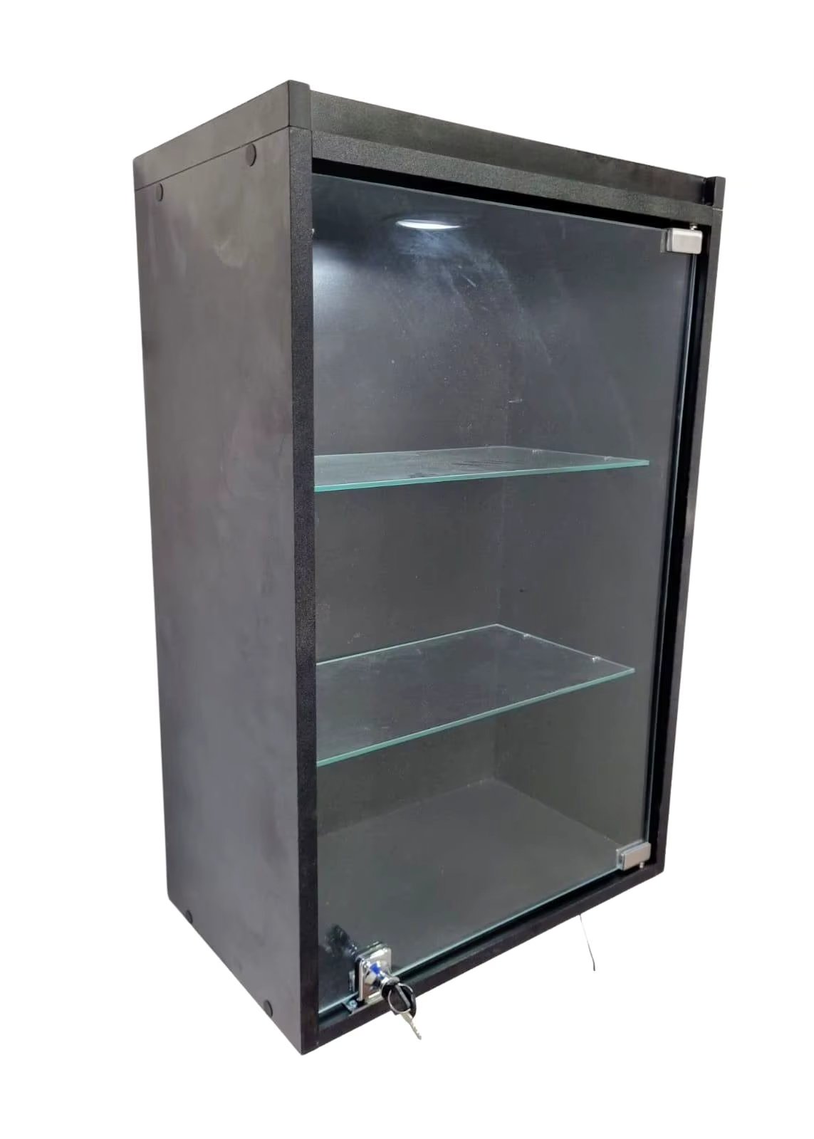 Black LED Hanging Showcase Sophisticated and Illuminated Exhibition for Your Environment